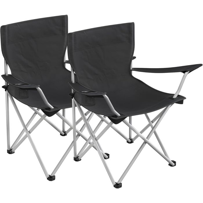 Campingstuhl 2er-Set klappbar schwarz Stahl