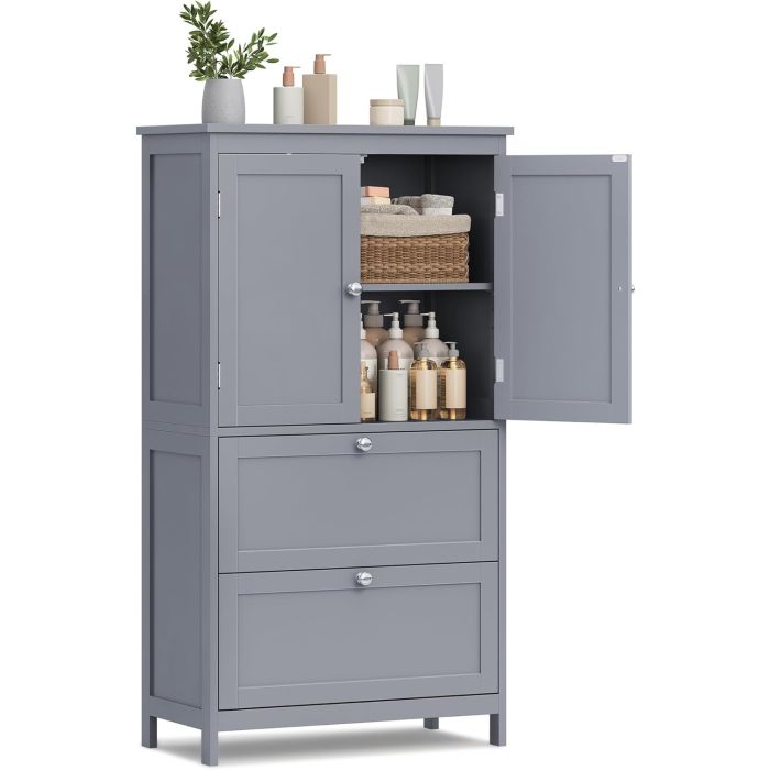 Badezimmerschrank 2 Türen Taubengrau Holz