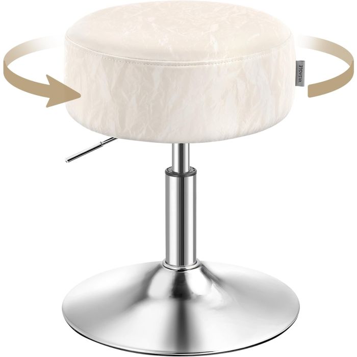 Schminkhocker höhenverstellbar drehbar cremeweiss PU