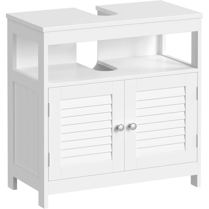 Waschbeckenunterschrank mit Lamellentüren wolkenweiss
