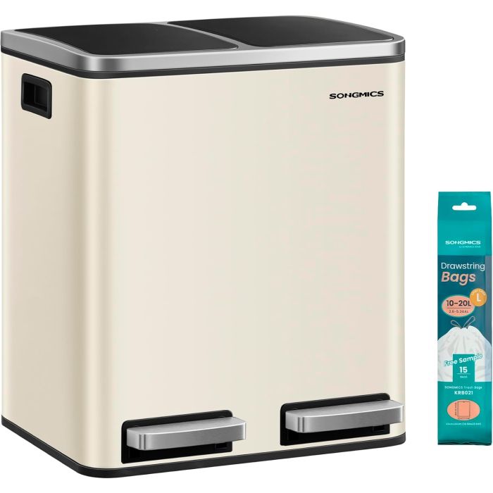 Treteimer 2x15L Softclose sandbeige-tintenschwarz
