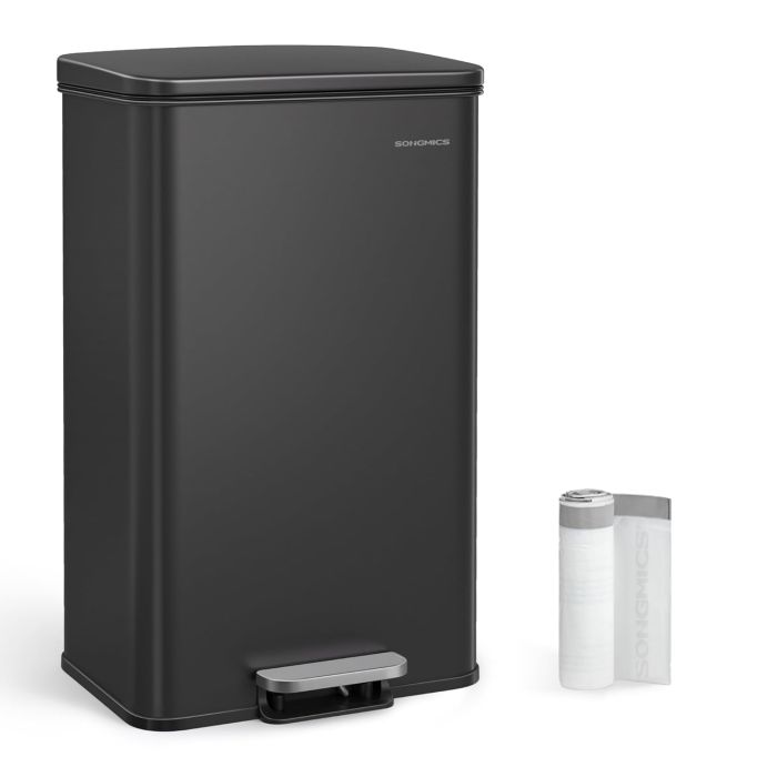 Abfalleimer 40L Softclose Schwarz Stahl