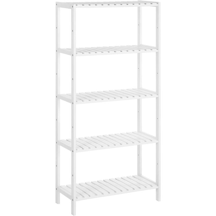 Standregal 5 Ebenen weiss Bambus