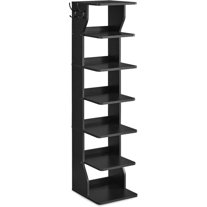 Schuhregal schmal mit 7 Ebenen schwarz