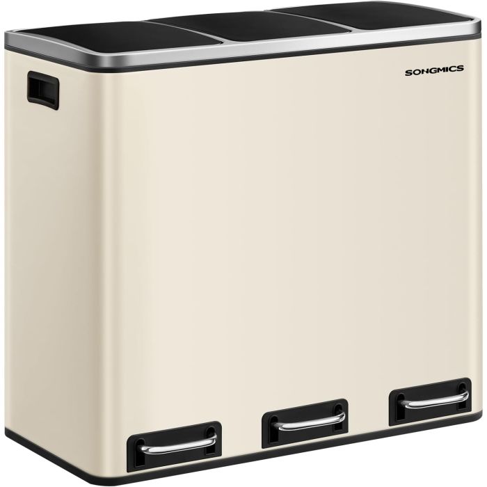 Treteimer 3-Fach 54L sandbeige Kunststoff