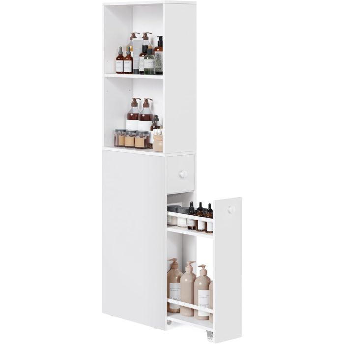 Badezimmerschrank Hochschrank freistehend klassikweiss