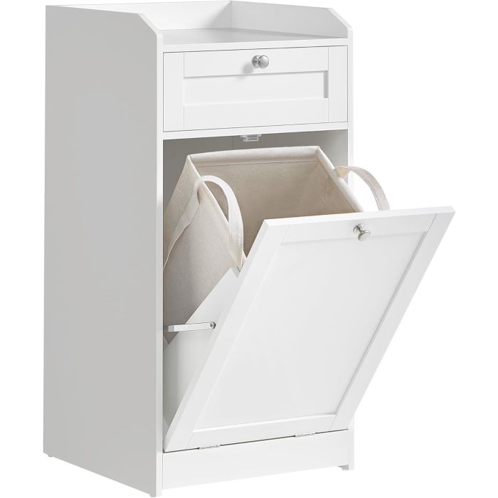 Badschrank mit Wäschekorb wolkenweiss
