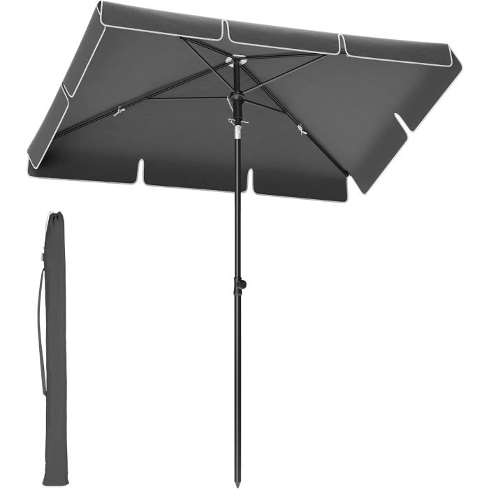 Balkonschirm knickbar UPF50+ grau Polyester 180 x 125 cm