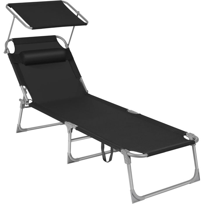 Sonnenliege klappbar 150kg schwarz Stahl