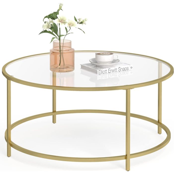 Couchtisch rund golden Stahl modern