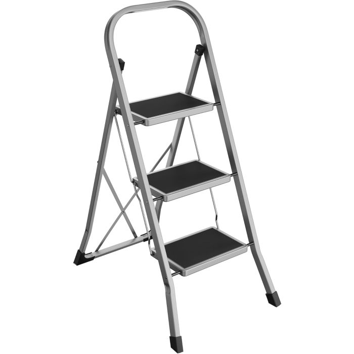 Trittleiter Klapptritt 3 Stufen 150kg Taubengrau