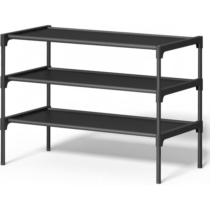 Schuhregal 3 Ebenen platzsparend schwarz Metall