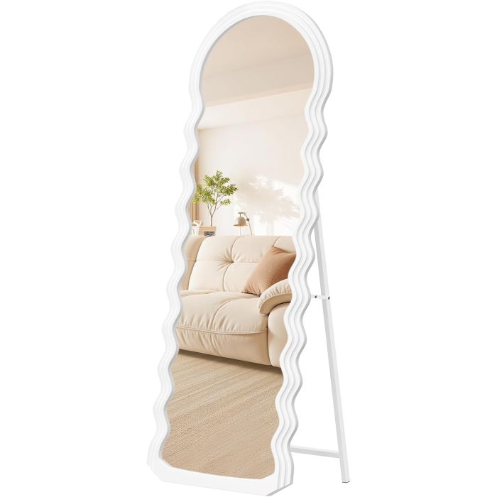 Standspiegel 160cm Wellendesign Weiss MDF
