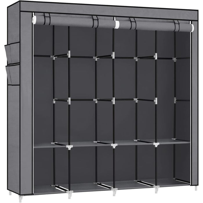 Stoffschrank 170cm grau 4 Hängefächer