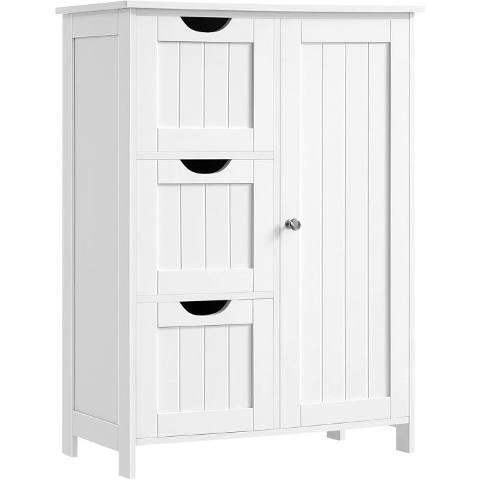 Badezimmerschrank mit 3 Schubladen und Tür Weiss