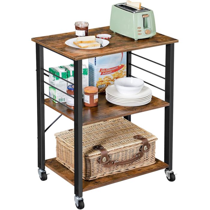 Küchenregal Servierwagen 3 Ebenen Vintagebraun