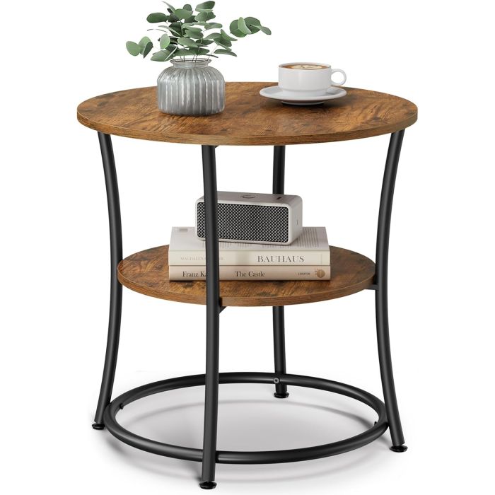 Beistelltisch Industrie-Design mit Ablagen vintagebraun