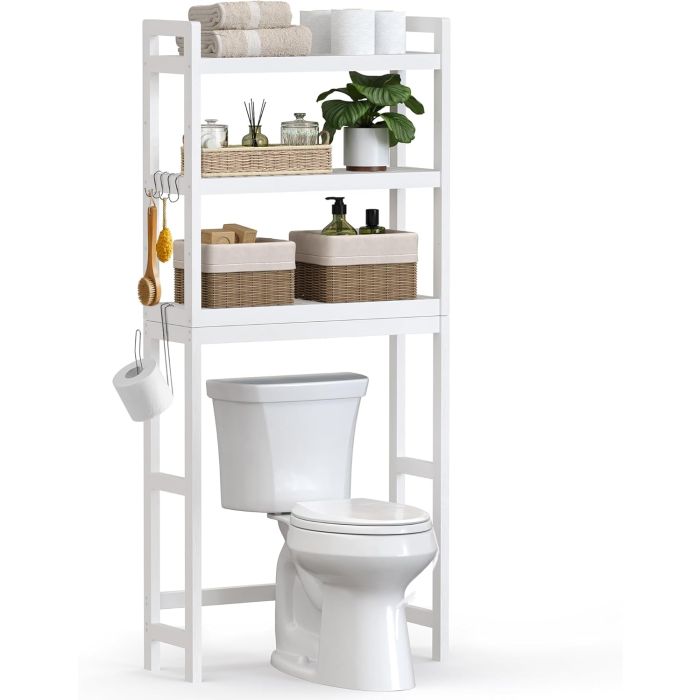 Toilettenregal Bambus 3 Ebenen Weiss