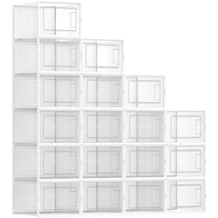 Schuhboxen faltbar stapelbar Kunststoff transparent-weiss