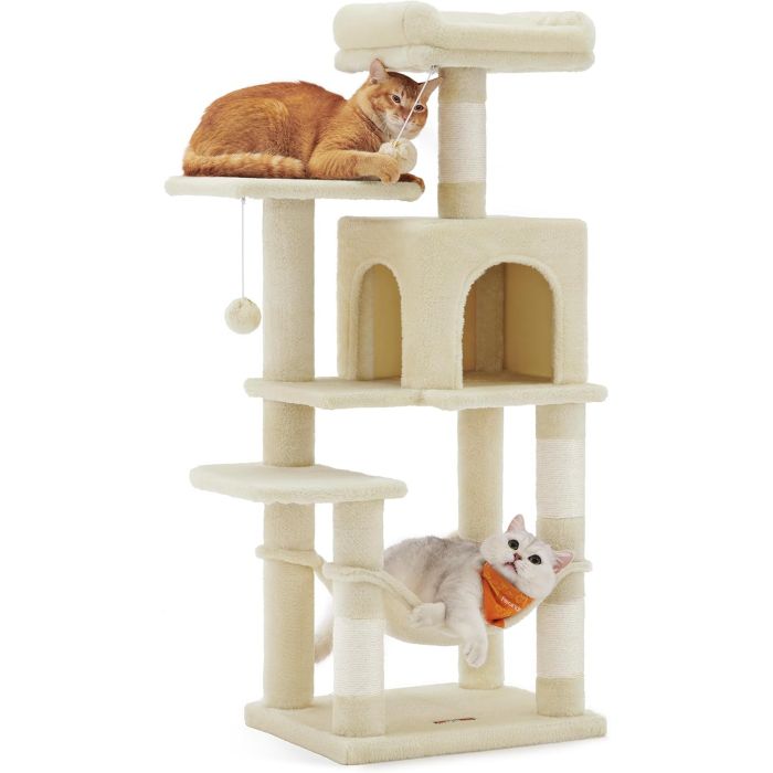 Kratzbaum 112cm Hängematte beige Plüsch