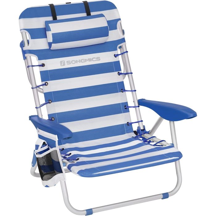 Campingstuhl faltbar verstellbar Blau Polyester