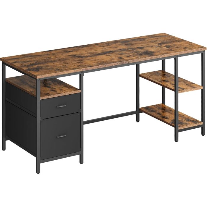 Schreibtisch 160cm Ablagen vintagebraun Holz