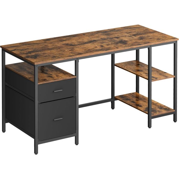 Schreibtisch 140cm Ablagen vintagebraun Holz