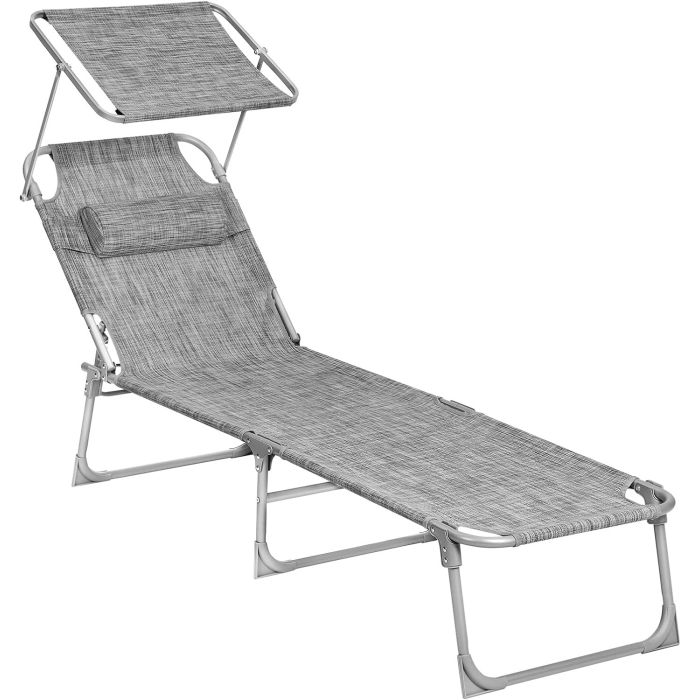 Sonnenliege klappbar 150kg grau meliert Stoff