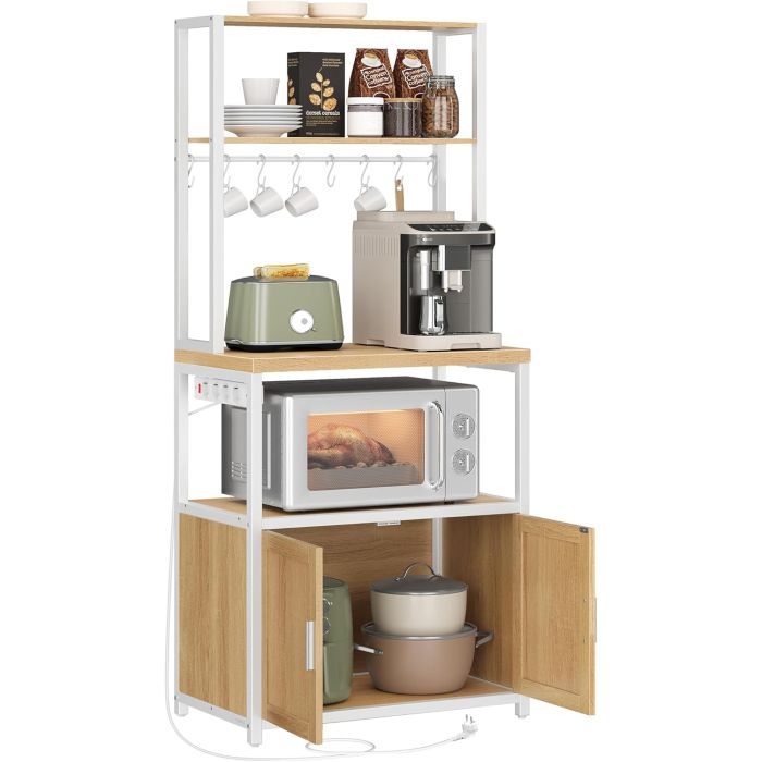 Küchenregal mit Steckdosen goldeichenfarben-wolkenweiss