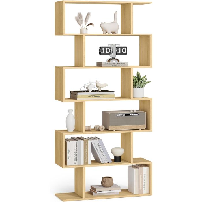Bücherregal 6 Fächer Raumteiler Eiche Holz