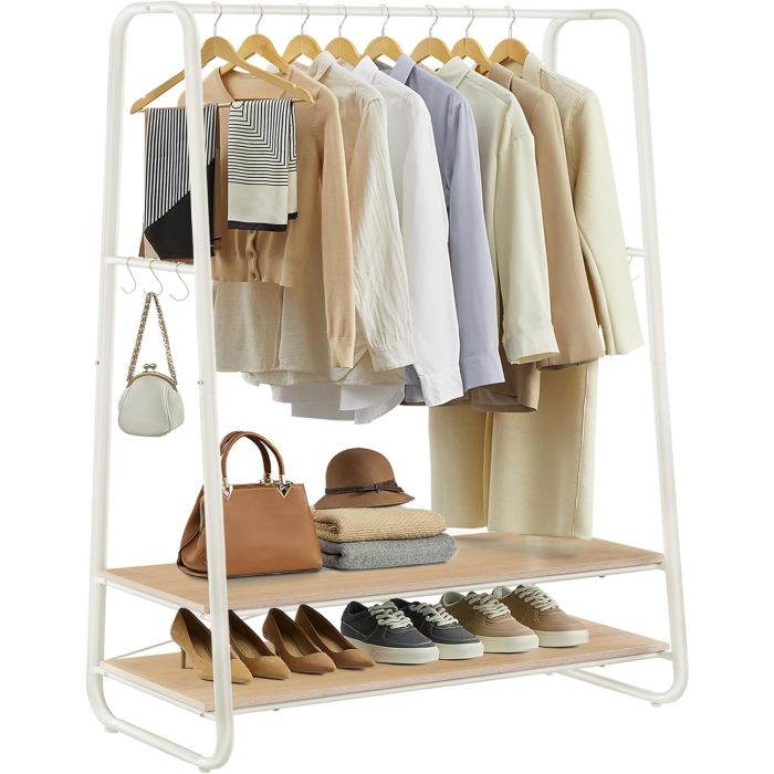 Kleiderständer mit Ablagen und Haken Eichenfarben