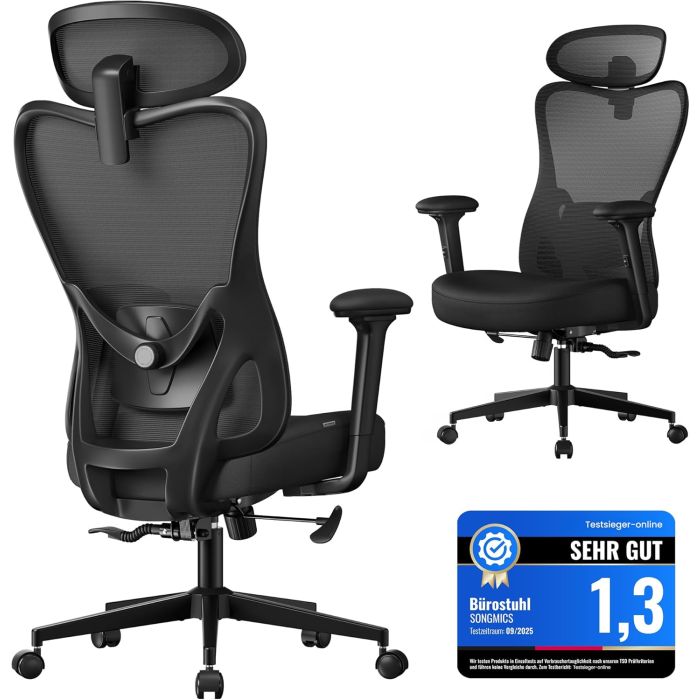 Bürostuhl ergonomisch verstellbar schwarz Netz