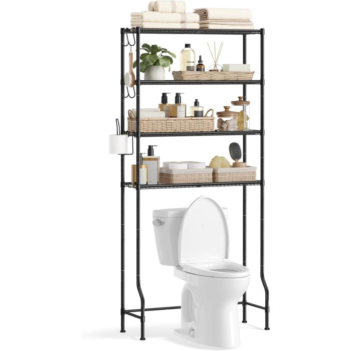 Badezimmerregal 4 Etagen schwarz Metall