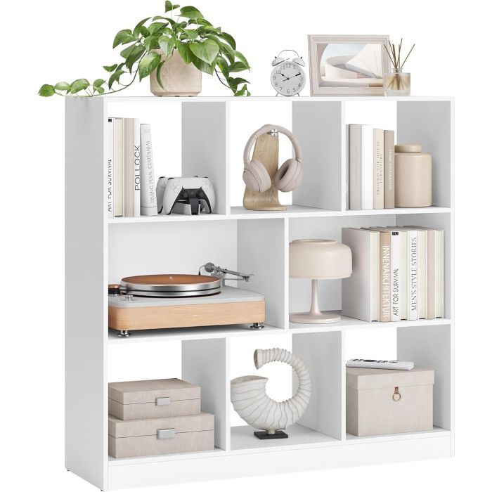 Bücherregal 8 Fächer Horizontal Wohnzimmer Weiss