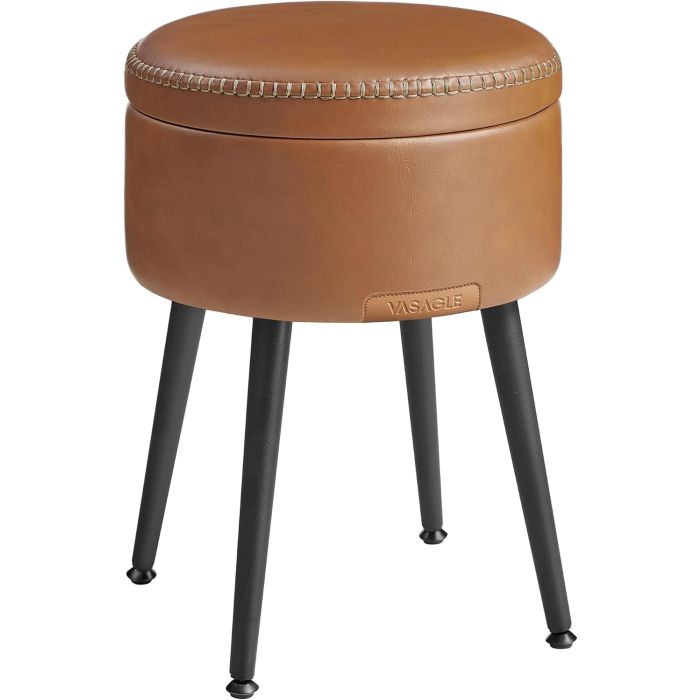 Sitzhocker mit Stauraum rund karamellbraun