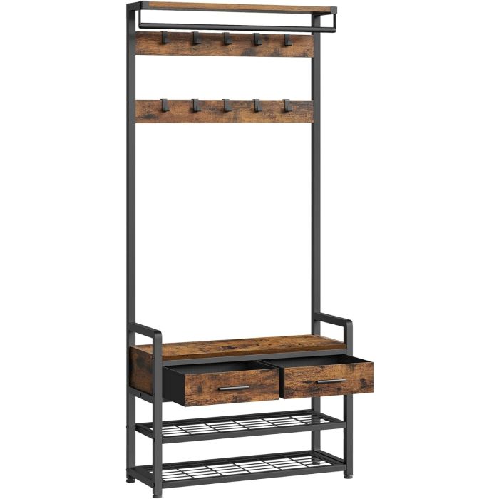 Garderobenständer mit Schuhbank Vintagebraun