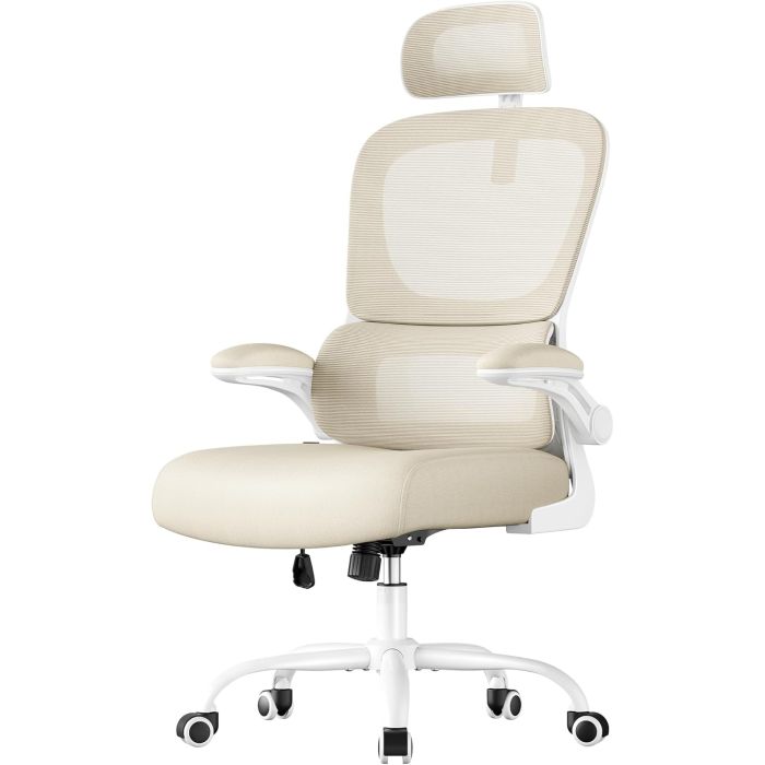 Bürostuhl ergonomisch Netz sandbeige atmungsaktiv