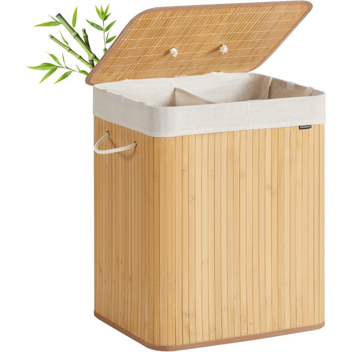 Bambus-Wäschekorb 120L 2-Fächer naturfarben