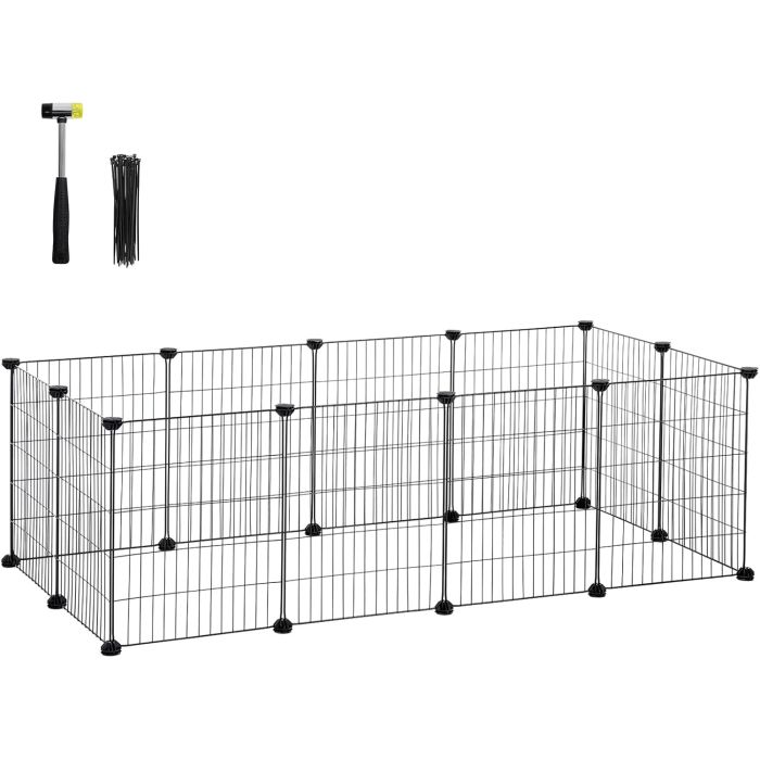 Freilauf Kleintiergehege Metallgitter Kaninchen Schwarz
