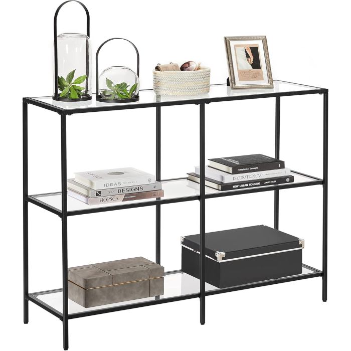 Konsolentisch Modern Glas Metallrahmen Schwarz