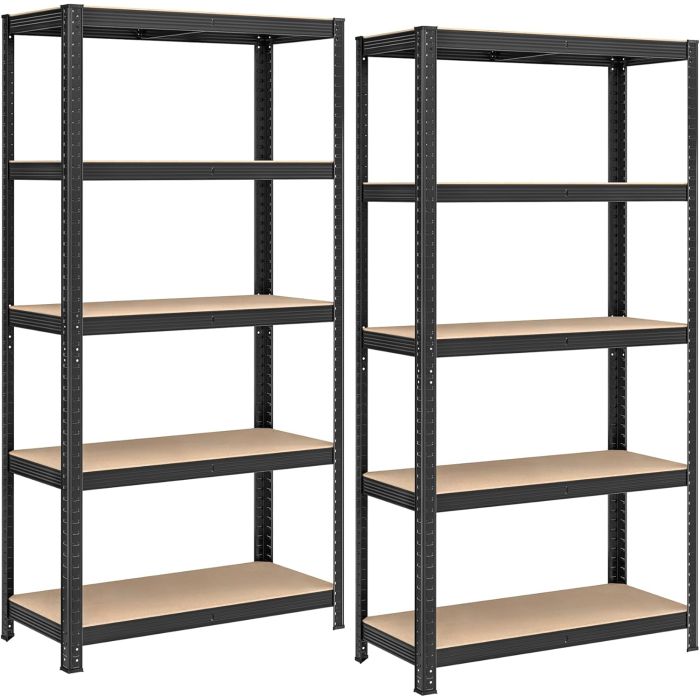 Schwerlastregal 875kg 5 Böden 2er Set verstellbar schwarz Stahl