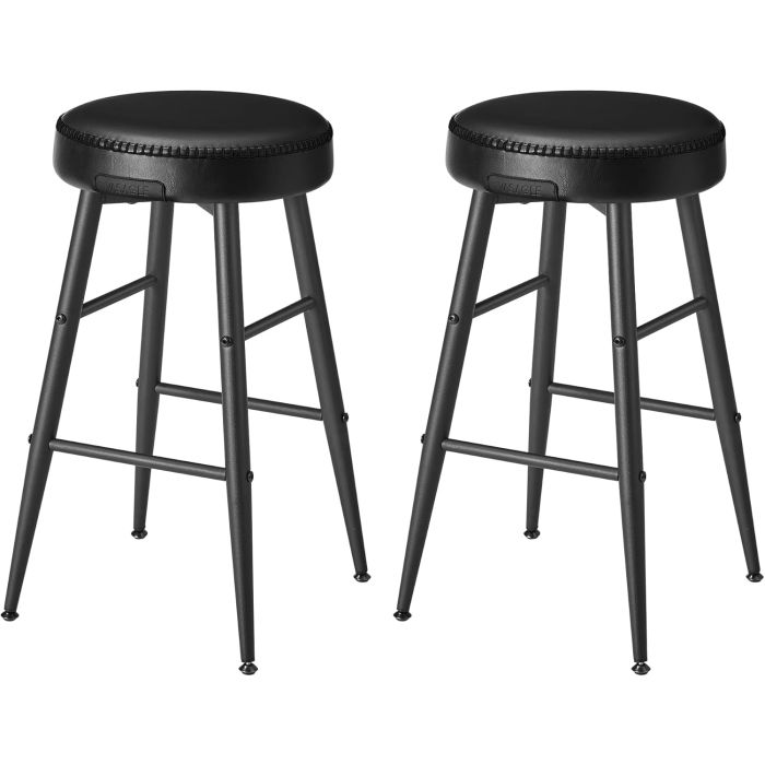 Barhocker 2er Set Kunstleder tintenschwarz Small
