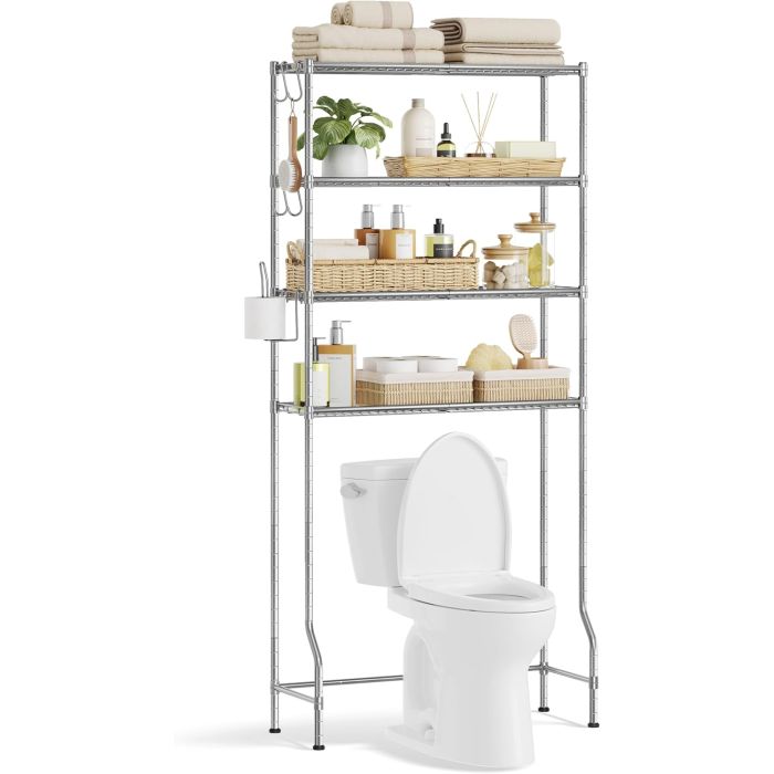 Toilettenregal Metall verstellbar taubengrau 4-Ablagen