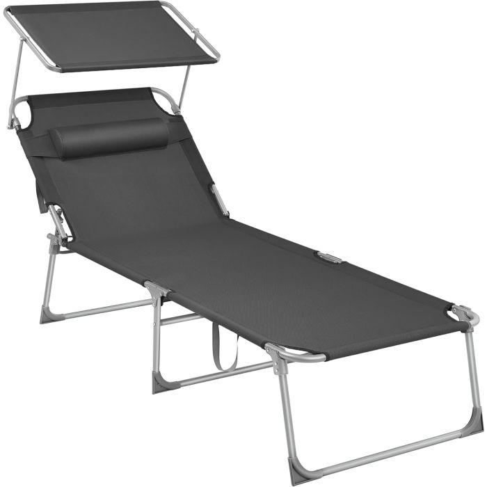 Sonnenliege klappbar verstellbar 150kg dunkelgrau Stahl