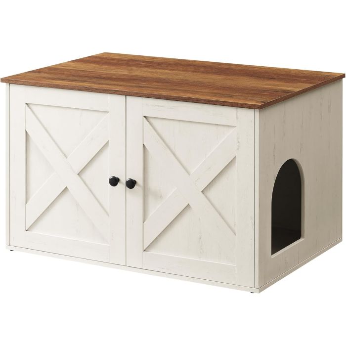 Katzenhaus Schrank Tisch herausnehmbar honigbraun vintageweiss