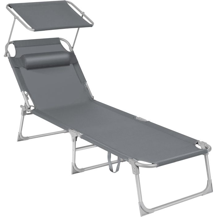 Sonnenliege klappbar 150kg dunkelgrau Stahl