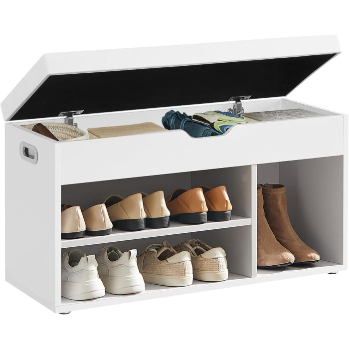 Schuhbank mit Stauraum gepolstert wolkenweiss