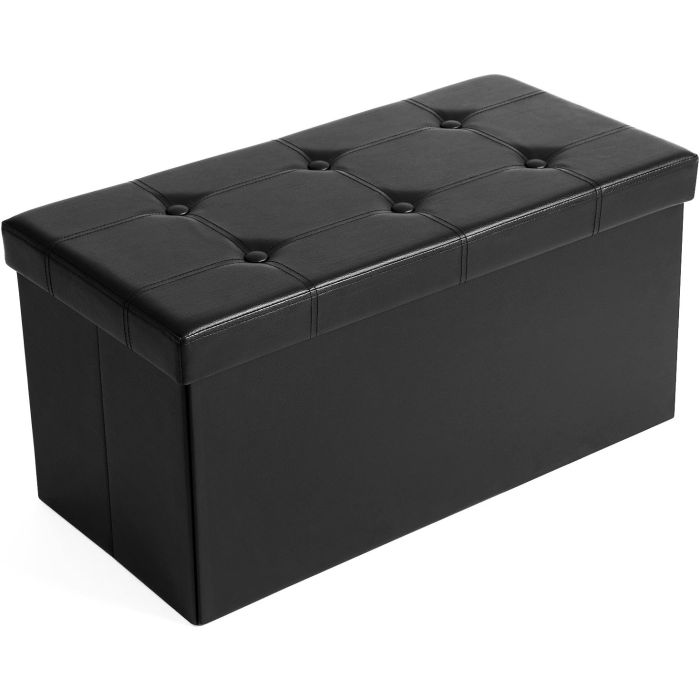 Sitzbank mit Stauraum Kunstleder Schwarz