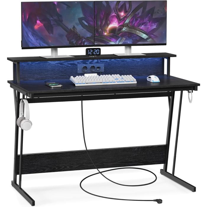 Gaming-Tisch LED Stahl schwarz