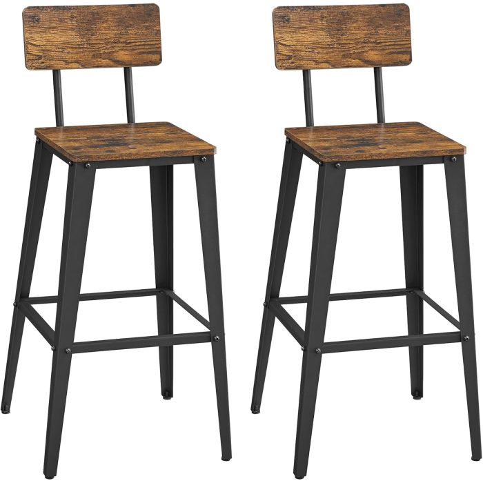 Barhocker Set mit Rückenlehne vintagebraun